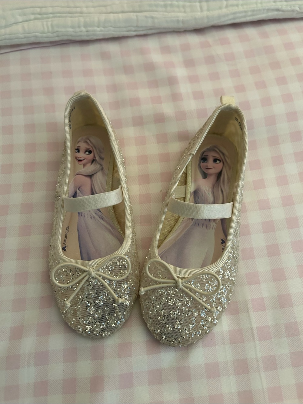 H&M Ivory Glitter Girls Ballet Flats with Bow Strap